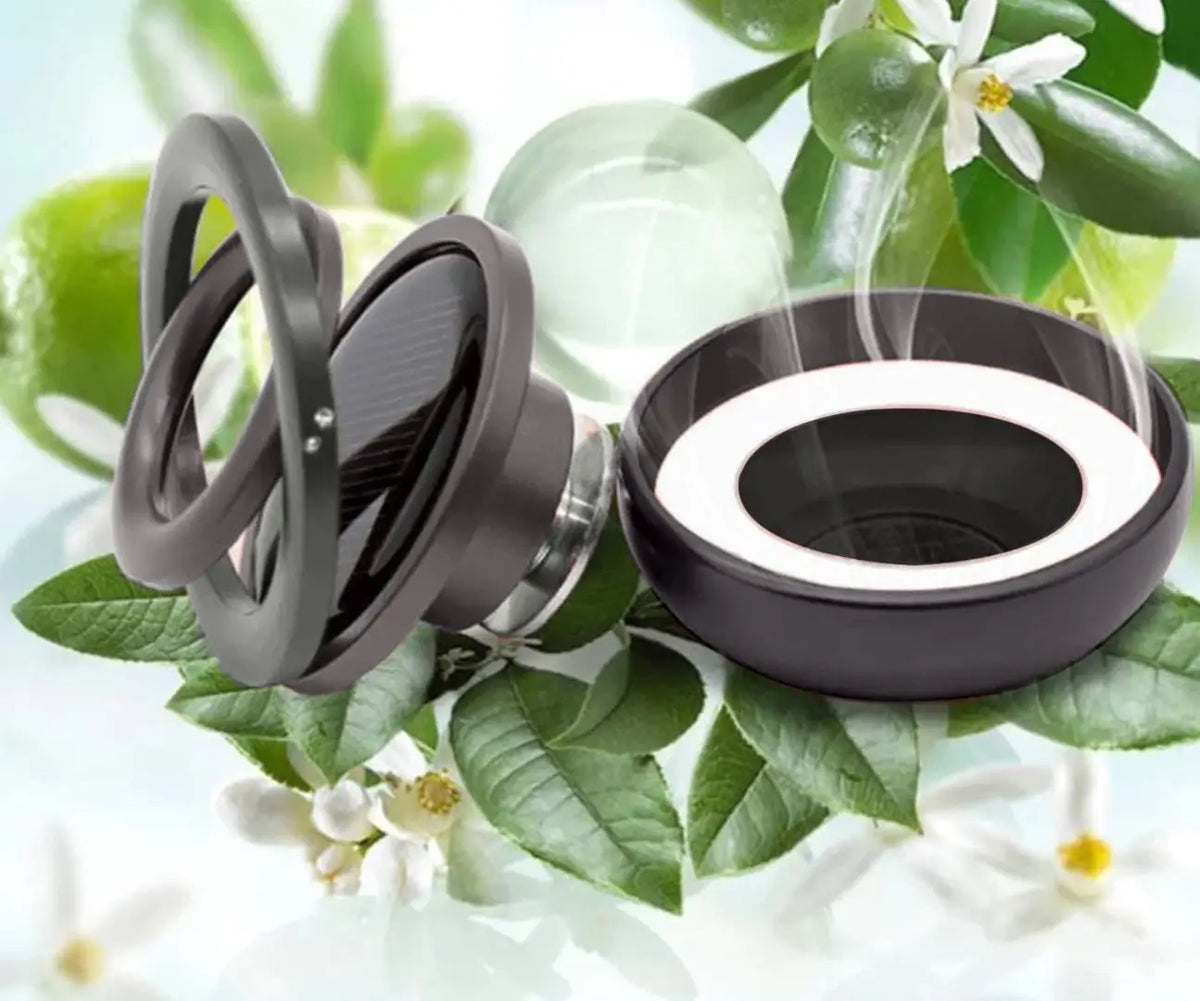 Solar Crystal Ball Metal Body Car Solar Power Rotating Design Organic Fragrance Air Freshener Perfume
