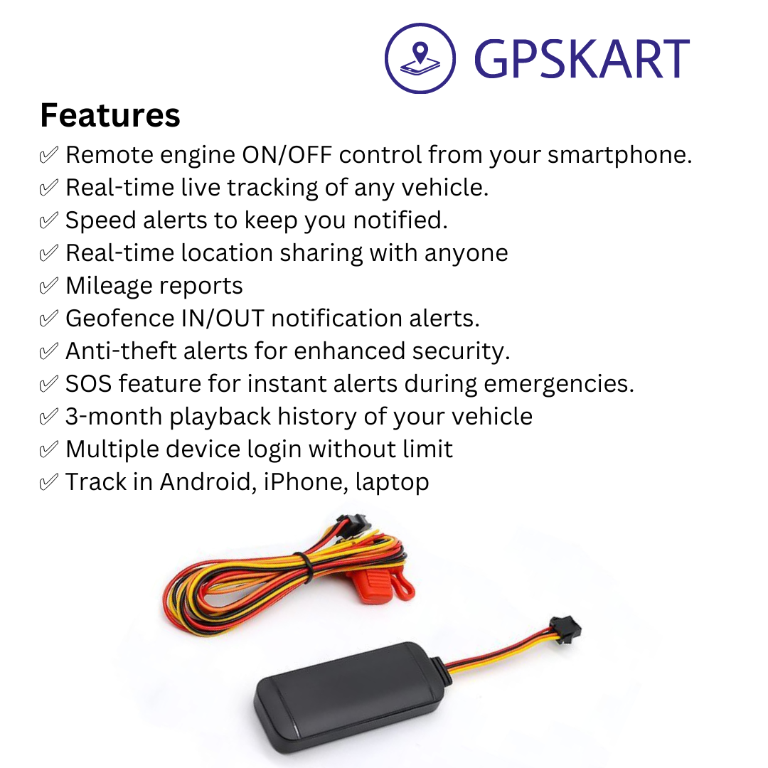 GPS tracker for any vehicle with 1 Year Airtel SIM & tracking Software