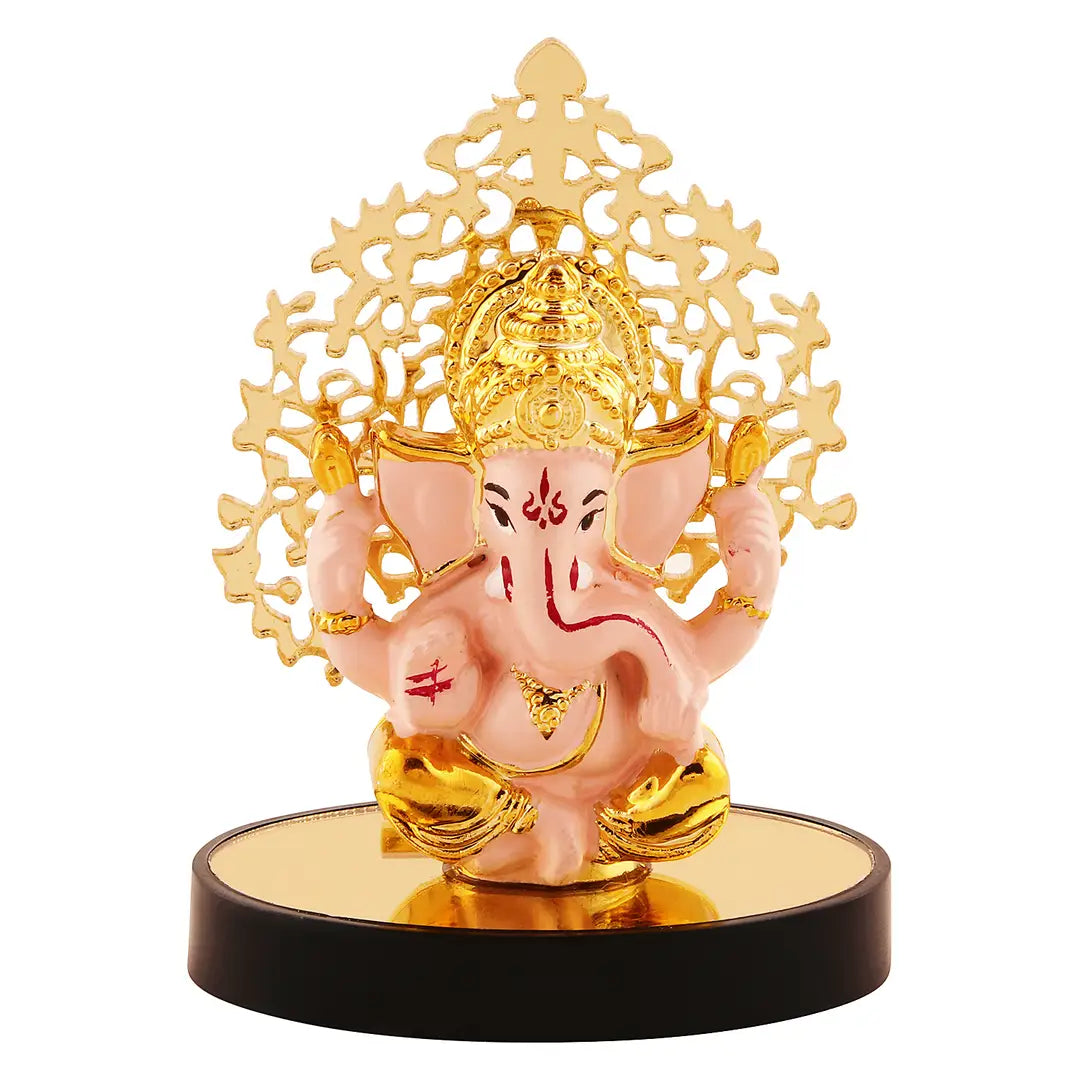 Lord Ganesha Idol  For Car Dashboard With Beautiful Stand, Hindu Figurine Show Peace Murti Idol Statue For Office Or Home