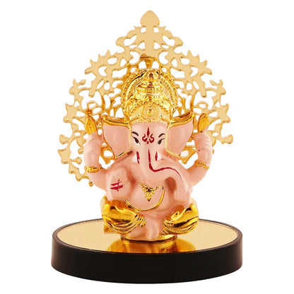 Lord Ganesha Idol  For Car Dashboard With Beautiful Stand, Hindu Figurine Show Peace Murti Idol Statue For Office Or Home