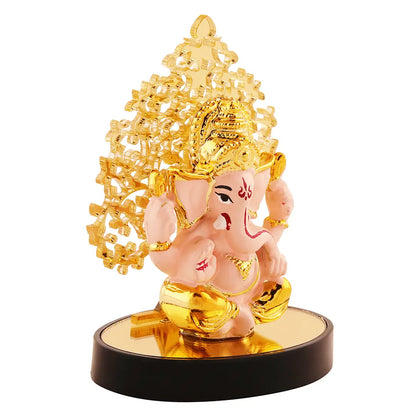 Lord Ganesha Idol  For Car Dashboard With Beautiful Stand, Hindu Figurine Show Peace Murti Idol Statue For Office Or Home