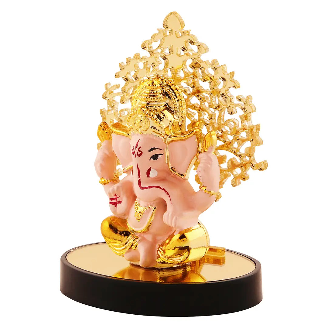 Lord Ganesha Idol  For Car Dashboard With Beautiful Stand, Hindu Figurine Show Peace Murti Idol Statue For Office Or Home
