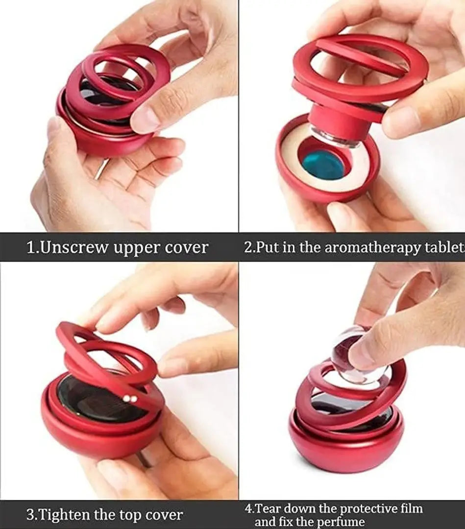 Solar Crystal Ball Metal Body Car Solar Power Rotating Design Organic Fragrance Air Freshener Perfume