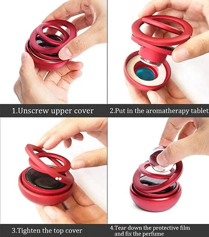 Solar Crystal Ball Metal Body Car Solar Power Rotating Design Organic Fragrance Air Freshener Perfume